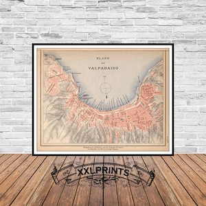 Valparaiso Chile Map Print: 1903 City Plan, Antique Decor