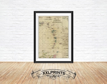 Antique map of Caribbean islands, 1748, large map of Antilles Islands, Virgin Isles, fine reproduction, antique decor, fine art print