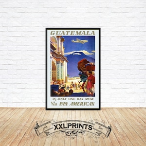 Old advertising poster of Guatemala, fine reproduction, fine art print