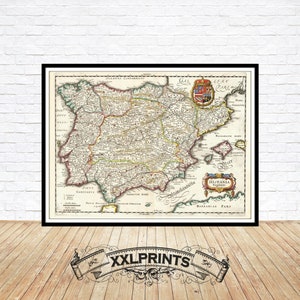 Hispania Map Print: 1638 Spain, Ancient Fine Art Reproduction
