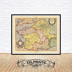 Ancienne carte de France, 1624, très rare, la France à l'époque de l'Empire romain, belle reproduction, grande carte, impression d'art, impression de carte surdimensionnée