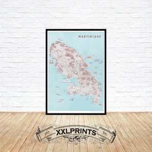 Martinique Map Print: 1958 Pictorial Fine Art Reproduction