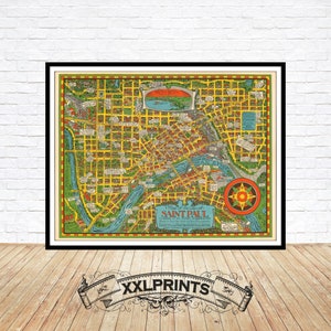 Saint Paul Minnesota 1931 Pictorial Map: Fine Art Print