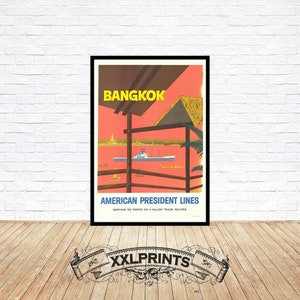 Cartel publicitario vintage de Bangkok, 1958, reproducción fina, impresión de bellas artes, impresión de gran tamaño