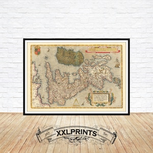 Ancient Map of England & Ireland, 1612: Fine Art Giclée Print