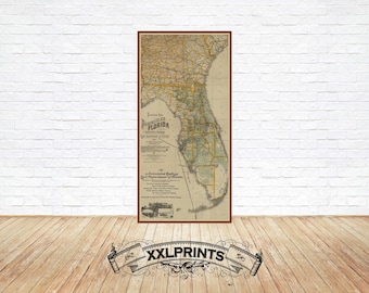 Antique Florida Map Print: 1890 Vintage Decor Reproduction