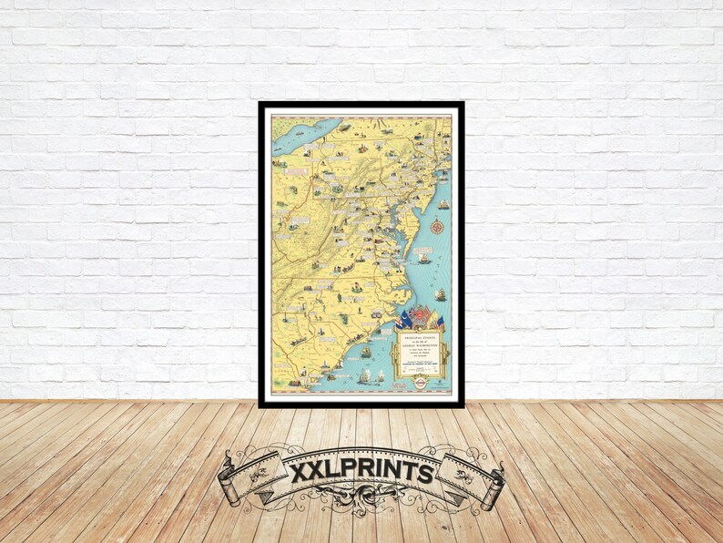 Old Map of Principal Events in the Life of George Washington - Etsy