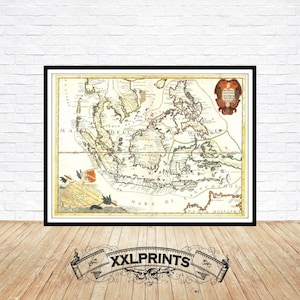 Old map of Philippines,Malaysia,Indonesia,Singapore,Northern Australia, 1690, rare map,fine reproduction,fine art print,oversize map print