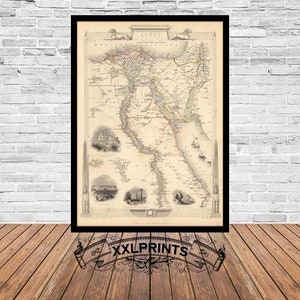 Old map of Egypt, Arabia, 1851,antique map, fine reproduction, large map, fine art print, antique decor, oversize map print