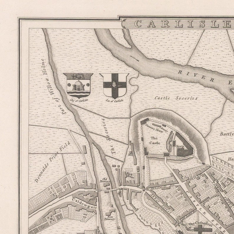 Old Map of Carlisle1805city Planrare Antique Mapunited | Etsy