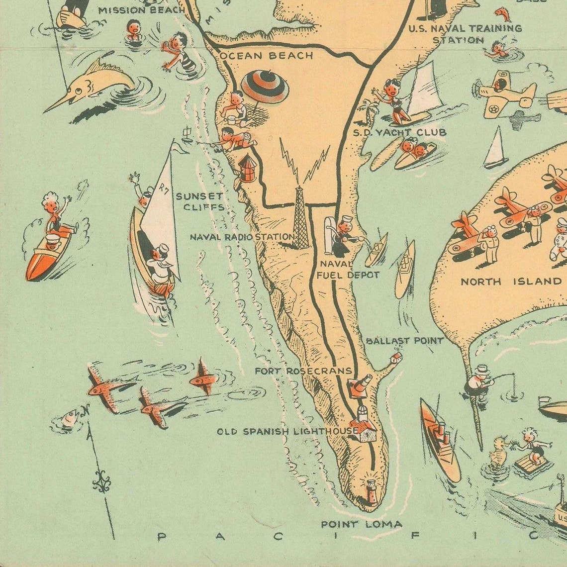 Old Pictorial Map of San Diego County 1935 Fine | Etsy