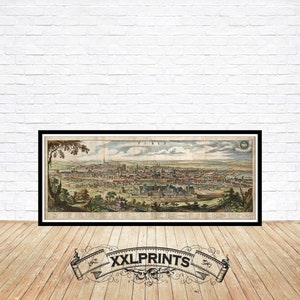 Antiga vista aérea de Paris, França, 1638, rara, reprodução fina, mapa grande, impressão de belas artes, impressão de mapa de tamanho grande