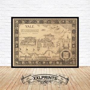 Yale University Map Print: 1933 Vintage Fine Art Reproduction