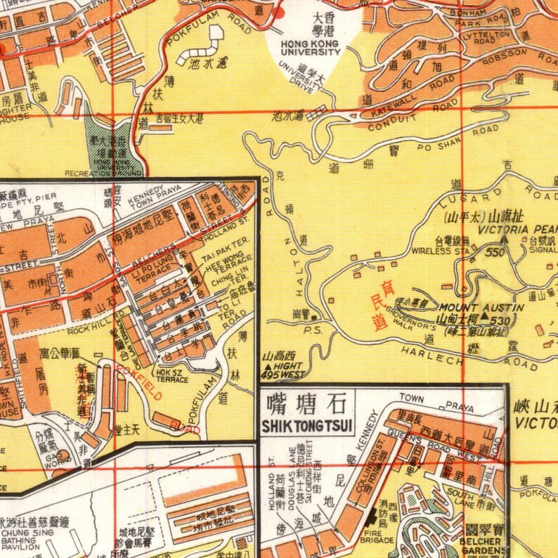 Old Map of Hong Kong 19th Century Map Street Map City | Etsy