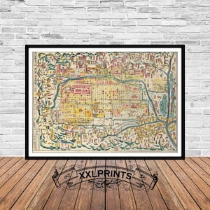 Old map of Kyoto, Japan, 1863, extremely rare map, japanese map, fine reproduction,large map,fine art print,antique decor,oversize map print