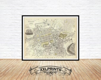 Antique map of Edinburgh, 1834, old map, oversize map,fine reproduction, large map, fine art print, antique decor, oversize map print