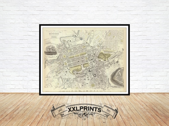 Edinburgh Antique Map Print: 1834 Oversize Fine Art Reproduction