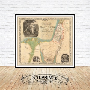 Alte Landkarte von Palästina, dem Heiligen Land, Ägypten, 1836, sehr seltene, wunderschöne Landkarte, feine Reproduktion, große Karte, Fine Art Druck, Übergröße Kartendruck