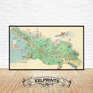 Pictorial Map of Georgia: Vintage Fine Art Print