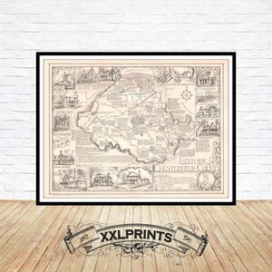 Ancienne carte du comté de Chesterfield, Virginie, 1957, belle reproduction, grande carte, impression d'art, impression de carte surdimensionnée