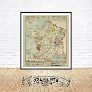 France gourmet map, carte gastronomique, 1929, art deco, fine reproduction, vintage decor,beautiful kitchen decor, fine art print