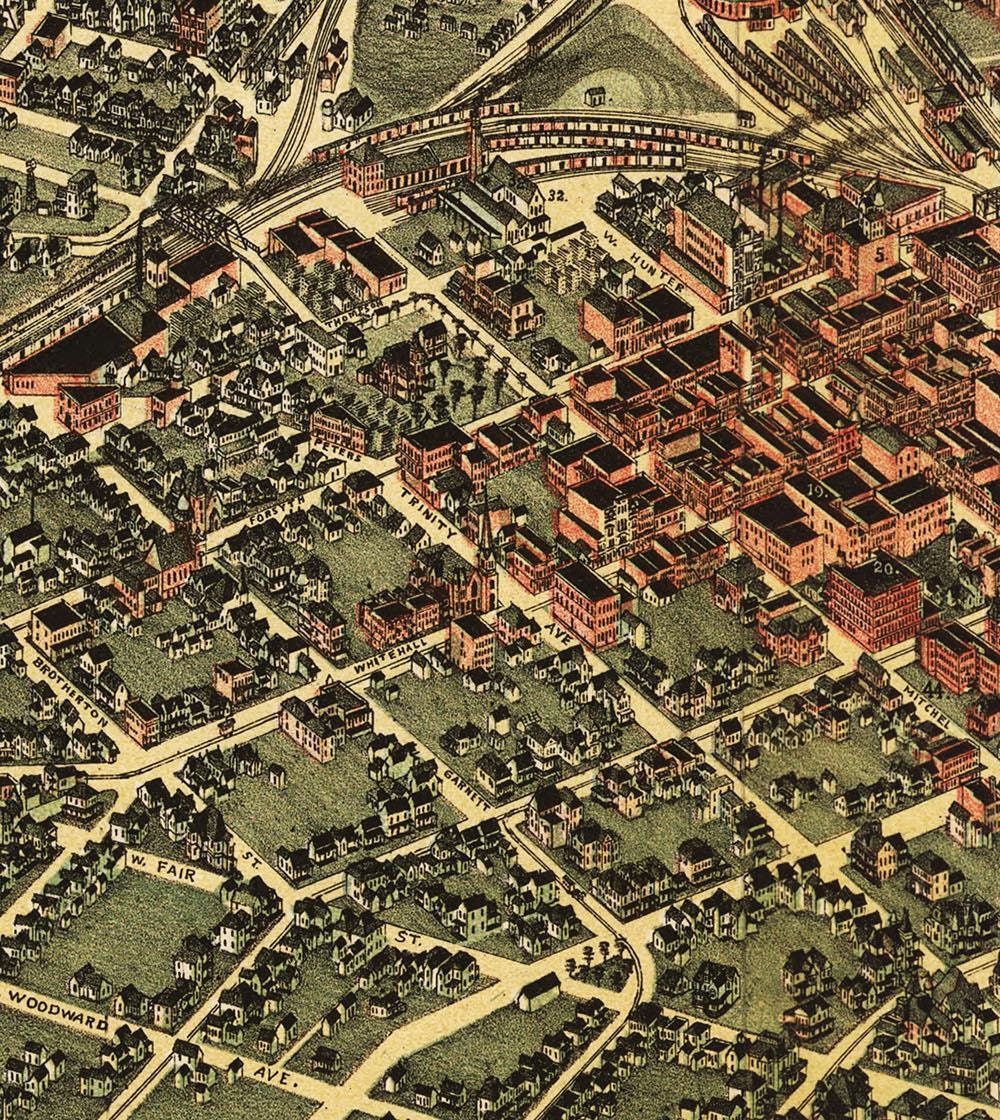 Antique Map of Atlanta Georgia 1892 Birds Eye View Old - Etsy