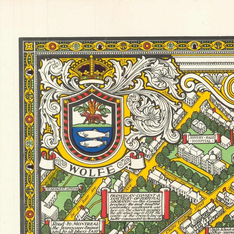 Old Map of Quebec 1932 Pictorial Map Fine Reproduction Etsy