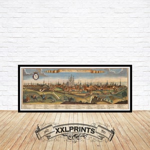 Milan Italy Map Print: 1730 Antique City View, Fine Art Reproduction