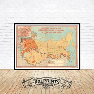 Old wall map of russian pictorial &#39;Red October&#39;, 19th century map, fine reproduction, large map, fine art print, oversize map print