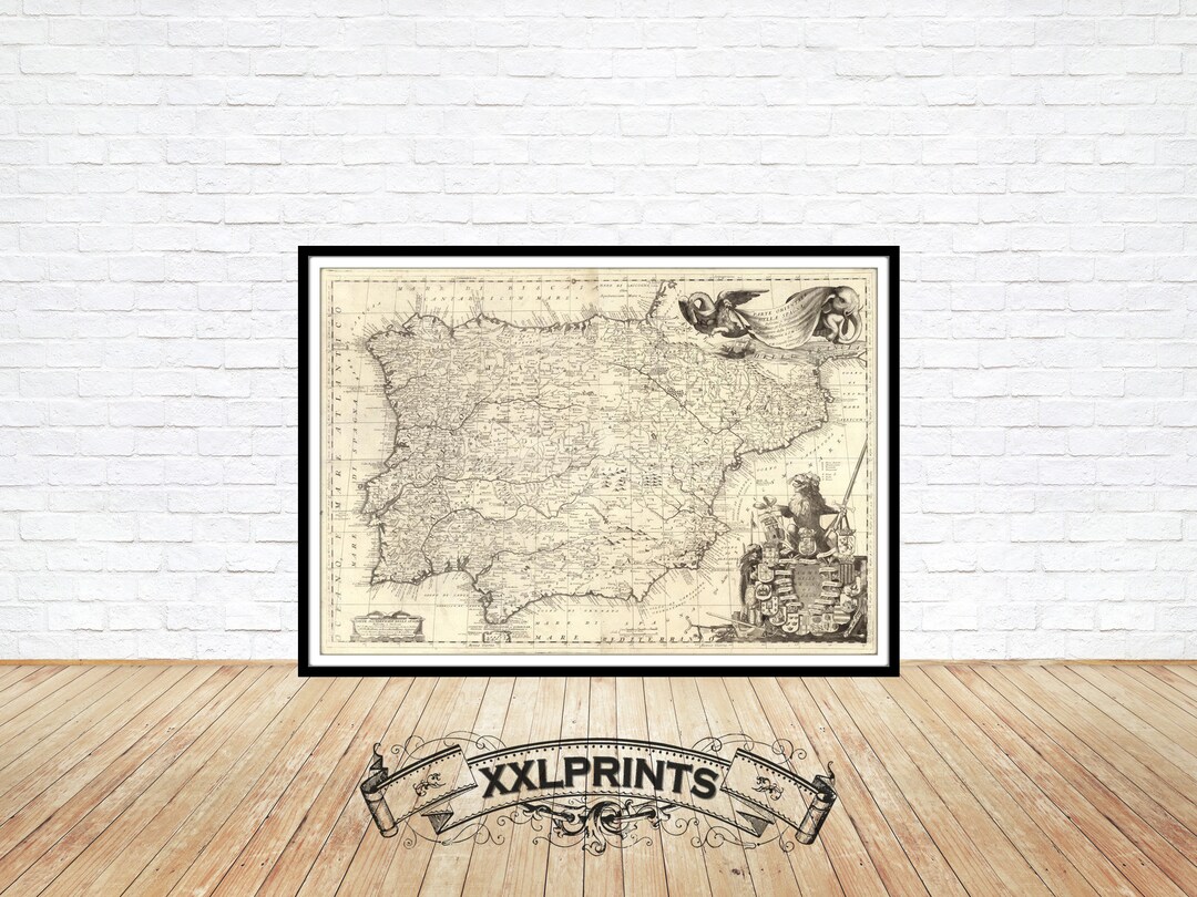 Antique Map of Spain, 1697: Fine Art Giclée Print - Etsy