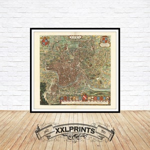 Alte Landkarte von Rom, 1663, sehr seltene, Vogelperspektive, antike, feine Reproduktion, große Karte, Fine Art Druck, Übergröße Landkarte