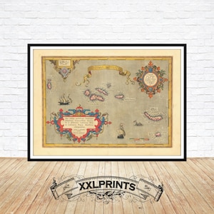 Azores Map Print: 1584 Antique Island Chart, Fine Art Reproduction