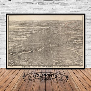 Alte Karte von Rochester, East Rochester, New York, 1910, aus der Vogelperspektive, feine Reproduktion, große Karte, Fine Art Druck, Übergröße Landkarte
