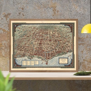 Oude kaart van Chicago, 1938, antiek decor, fijne reproductie, grote kaartafdruk, kunstafdruk