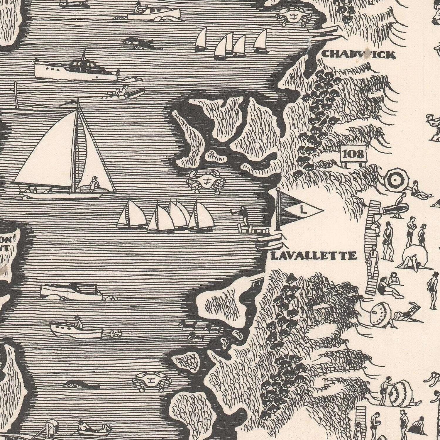 Old map of Barnegat Bay Jersey Shore New Jersey 1936 Etsy