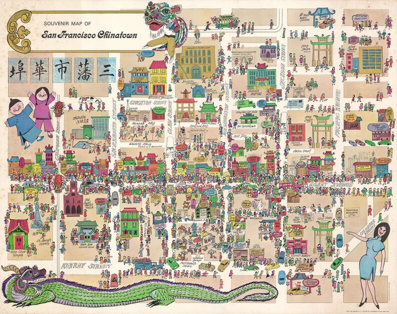 Old Map of San Francisco's Chinatown 19th Century - Etsy