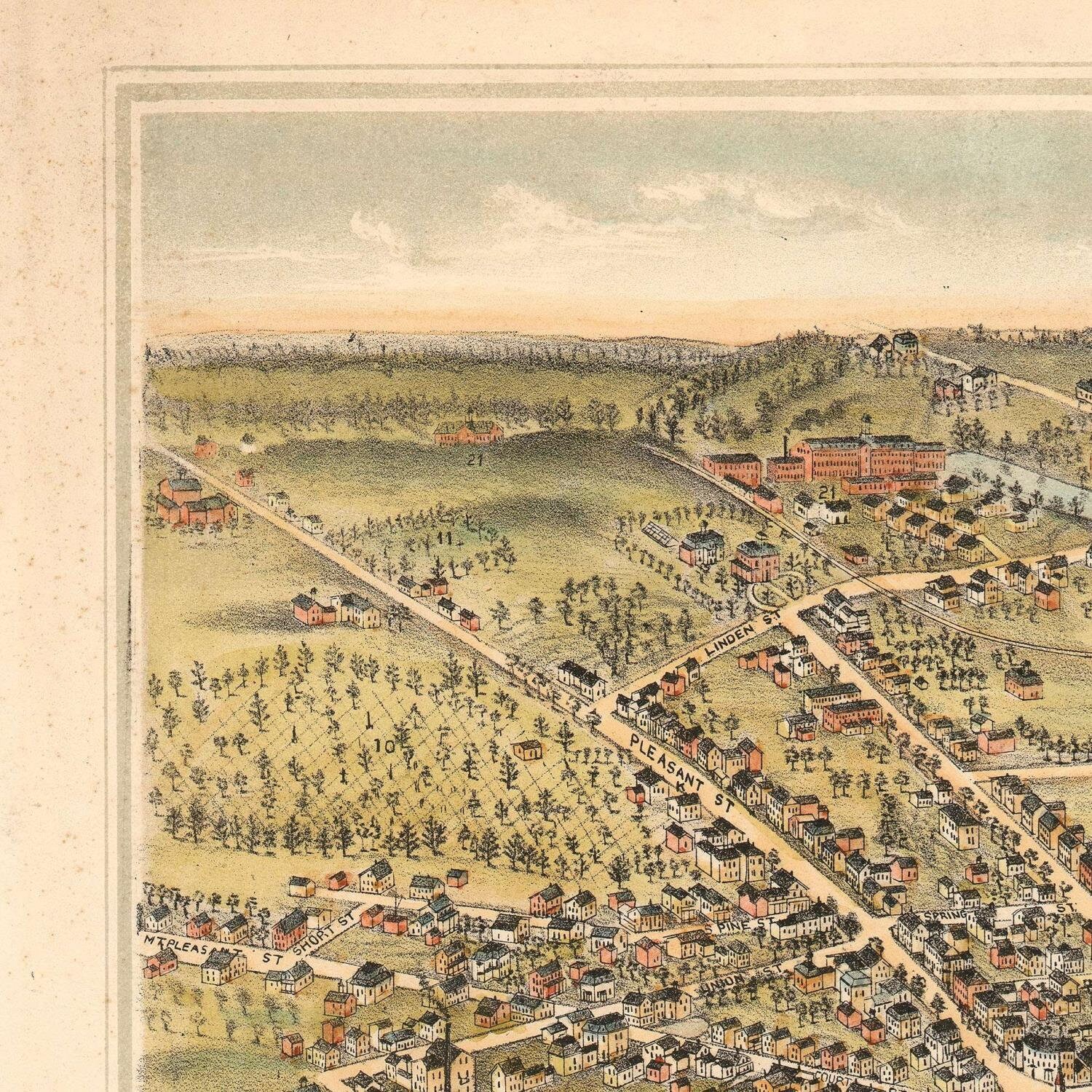 Old Map of Dover New Hampshire 1877 Bird's Eye View Etsy