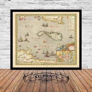 Old map of Malta, 1723, antique map, very rare map, fine reproduction, large map, fine art print, antique decor, oversize map print