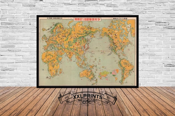 1933 Pictorial World Map: Japanese Fine Art Print - Etsy