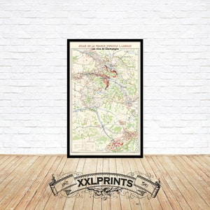 Alte Karte der Champagne - Weinberge Frankreichs, 1944, Wein Karte, Feine Reproduktion, große Karte, Fine Art Druck, Übergröße Karte