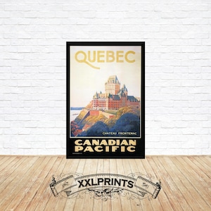 Antiguo cartel publicitario de Chateau Frontenac, Quebec, reproducción fina, impresión de bellas artes