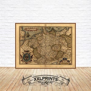 Antique Germany Map Print, 1550: Rare Historical Decor