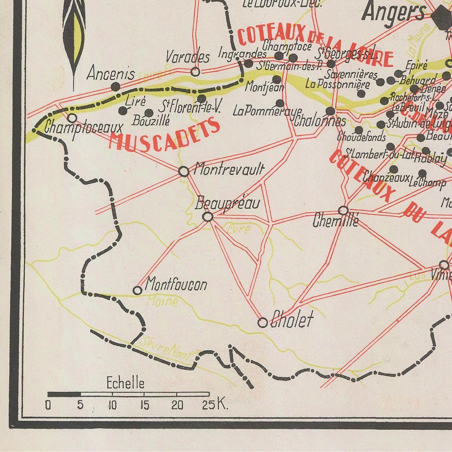 Reprographie Ancienne : Carte Du Pays De L'Anjou (édition Laboratoire Marinier)