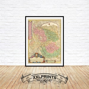 Alte Landkarte von Sacordia am Genfersee, 1691, sehr seltene, antike, feine Reproduktion, große Karte, Fine Art Print, Kunstdruck