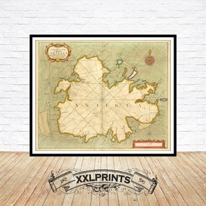 Antique Map of Antigua 1701: Fine Art Giclée Print