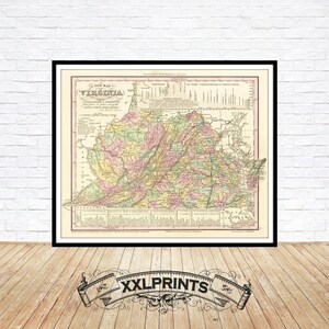 Antique Virginia Map Print: 1836 Reproduction, Fine Art Giclée