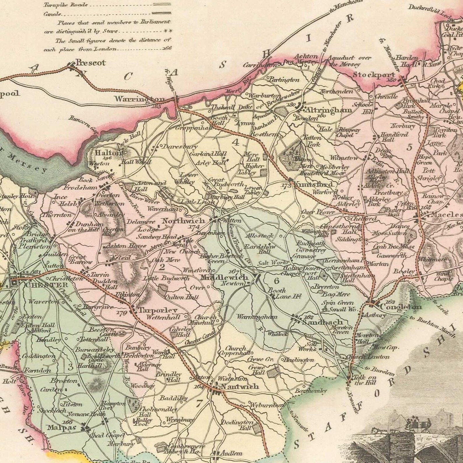 Old Map of Cheshire 1817 Rare Antique Map United - Etsy