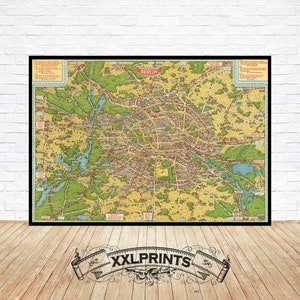 Old pictorial map of Berlin, 1931, fine reproduction, large map, fine art print, oversize map print