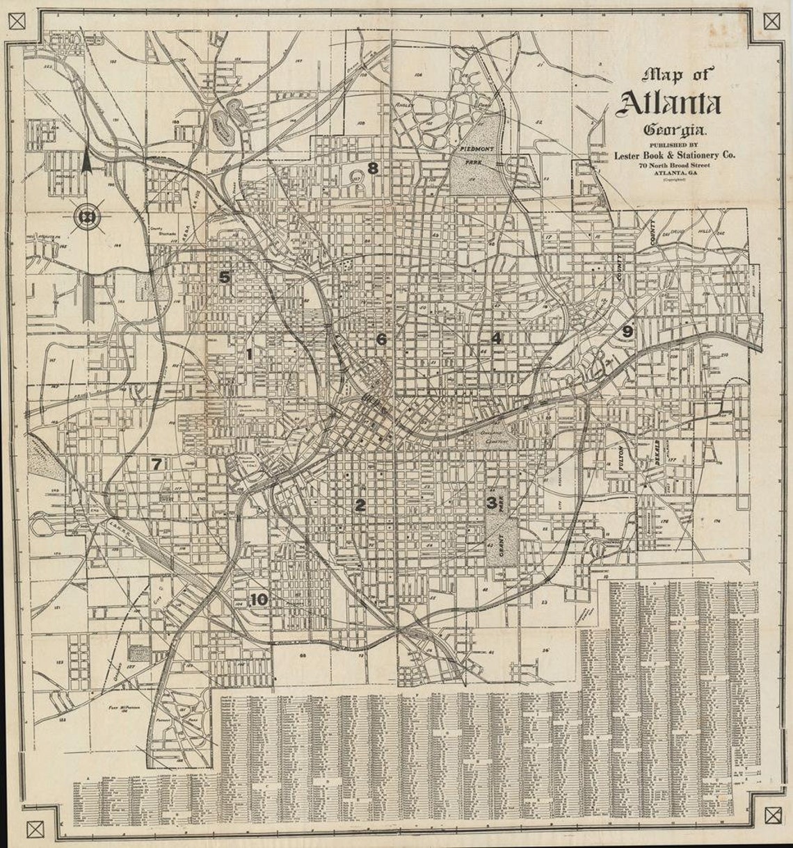 Old Map of Atlanta Georgia 1924 City Plan Antique Fine | Etsy