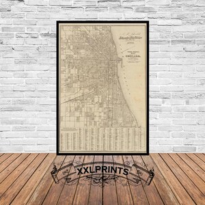 Alte Karte Chicago, 1880, Stadtplan, antik, feine Reproduktion, große Karte, Fine Art Druck, antike Dekoration, Oversize Map Print